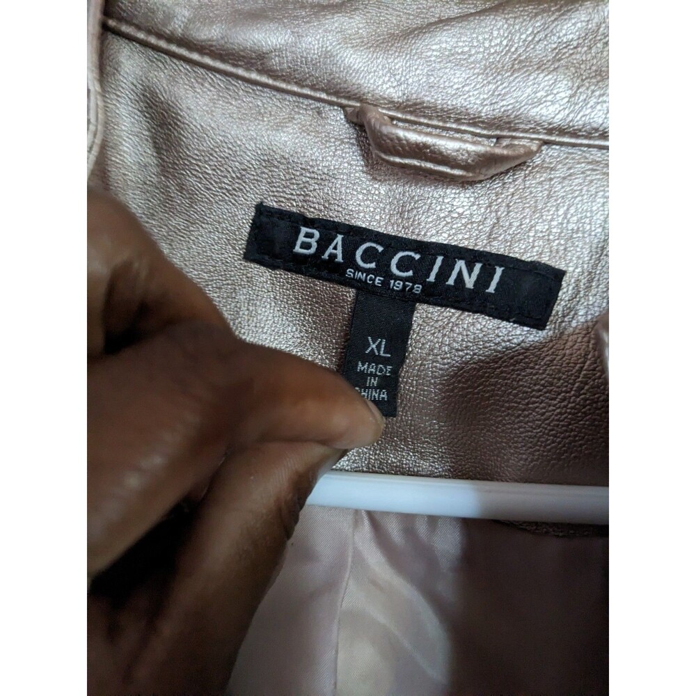 Baccini Pink Faux Leather Snap Closure Biker Moto Zip Up Jacket Size XL - Picture 8 of 8